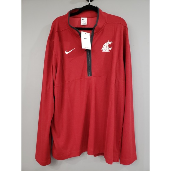 NEW 2XL WASHINGTON STATE COUGARS NCAA Nike Quarter Zip Pullover Shirt XXL Gift